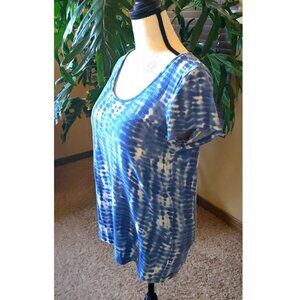 Liz Claiborne Women's Tie-Dye Tee, Blue & White